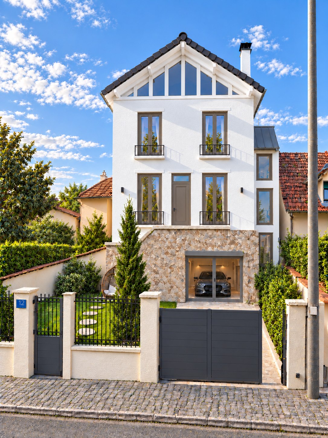 Façade projetée et jardin sur rue de la maison Jaurès