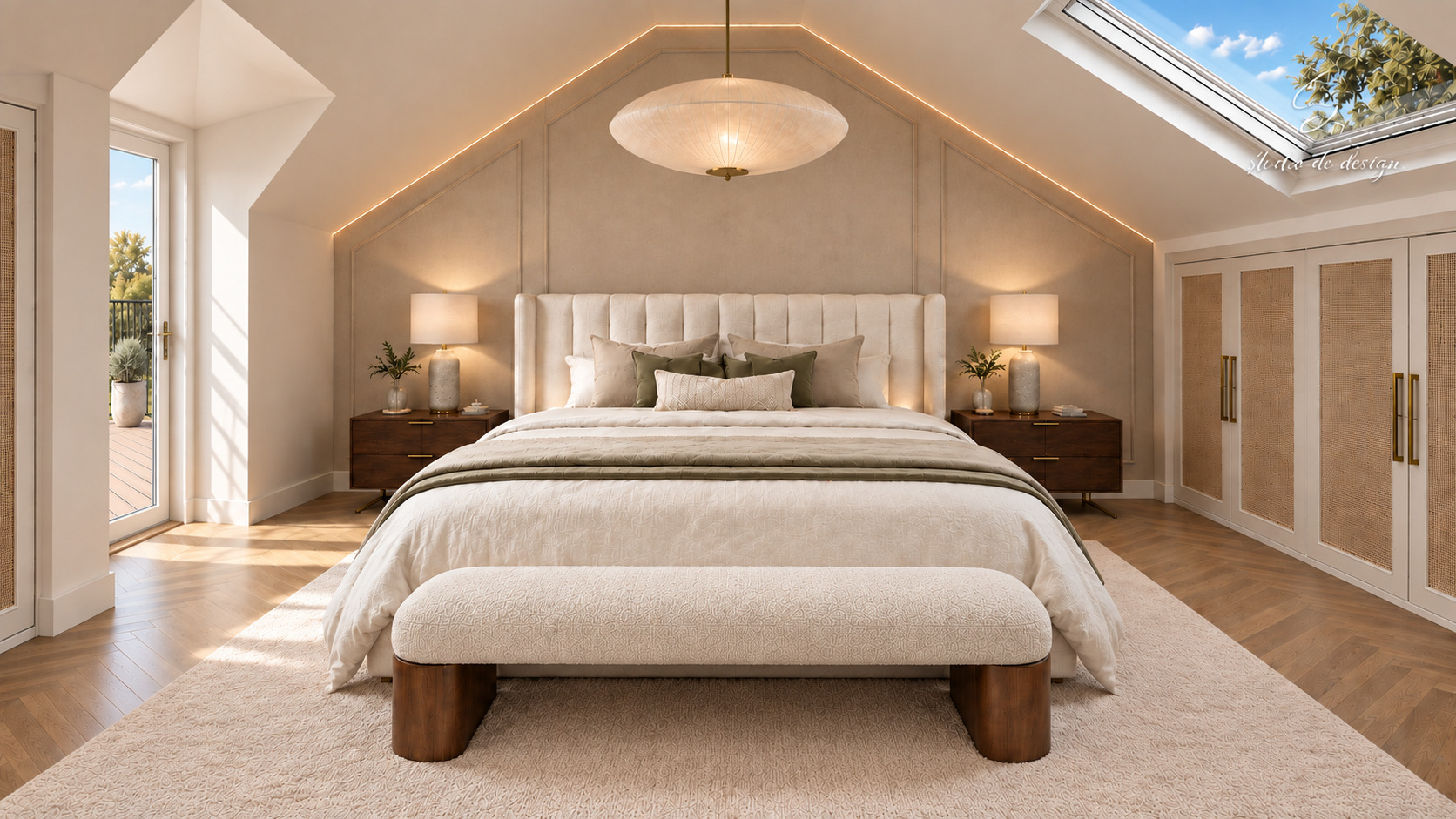 Chambre parentale à l'étage